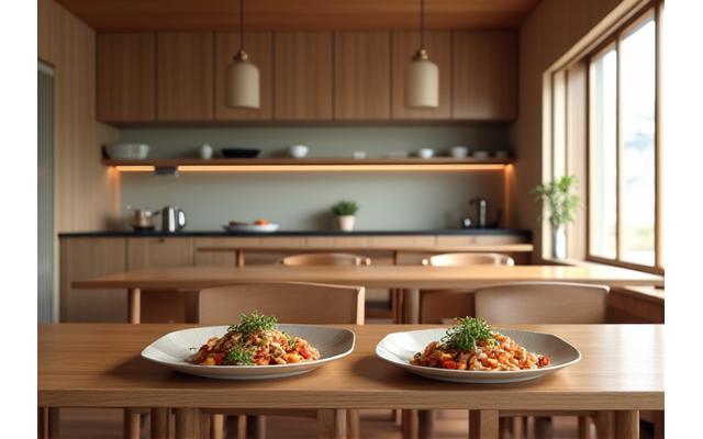 試食兼用のダイニングエリア