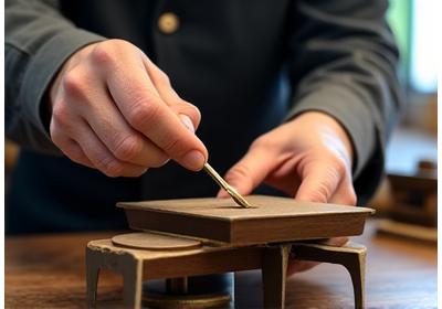 熟練の職人がグリル部品を手作業で研磨している様子