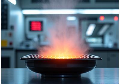 グリルが燃焼テストを受けているラボでの風景